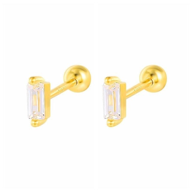 New 1 Pair Real 925 Sterling Silver Stud Earrings For