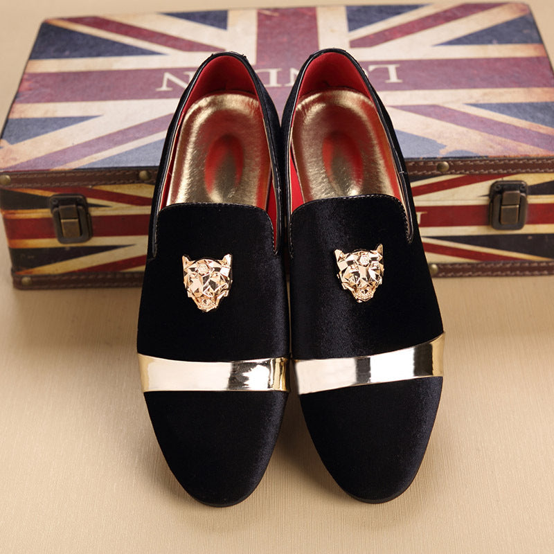 Metal Men's Leather Shoes, Trendy Shoes, Extra Large Size, Foreign Trade, England, Single Shoes, Suede, Youth Trend, Lazy Shoes