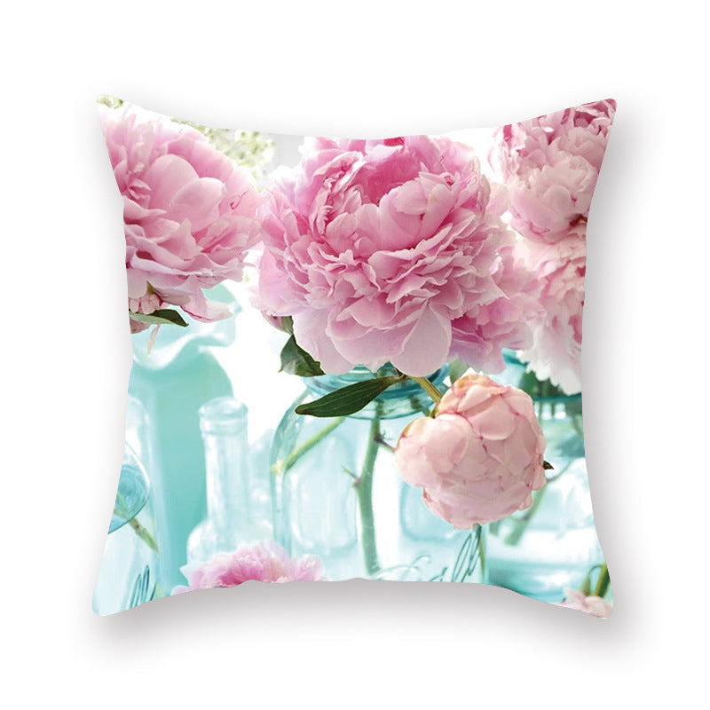 Watercolor Flower Pillow Digital Printing Car Office Pillow Cushion Wish Home