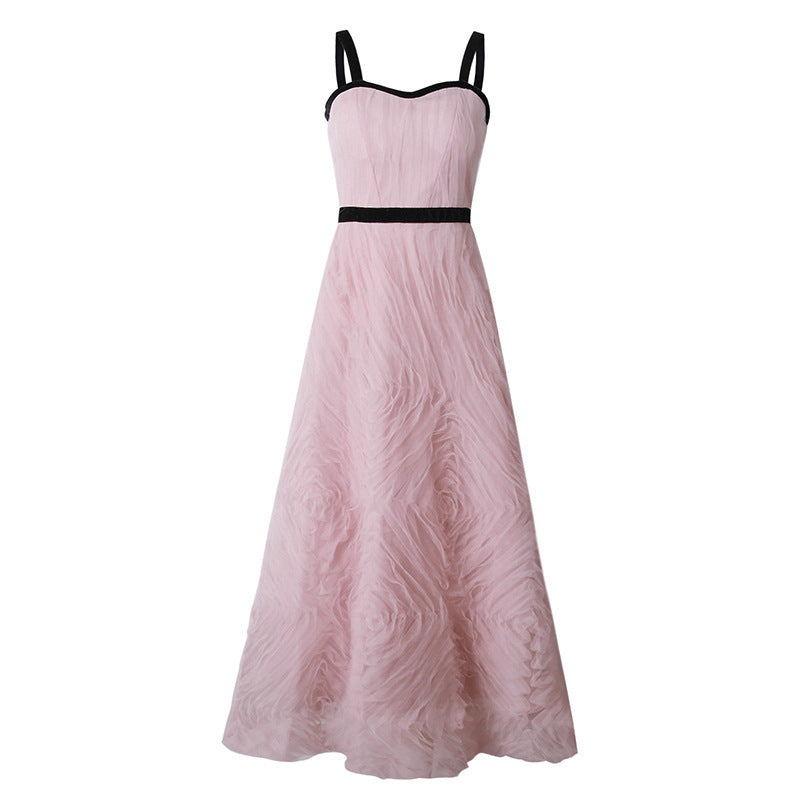 Purple Sleeveless Textured Tulle Dress Wedding Suspender Dress