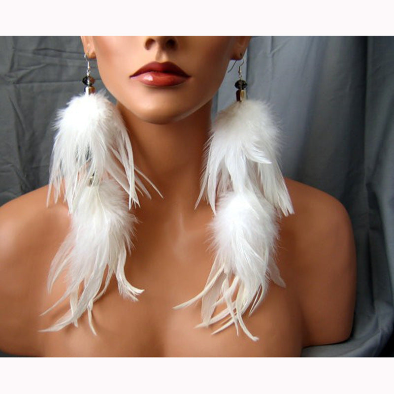 Exaggerated And Elegant Feather Earrings Female Turkey Feather Jewelry Earrings Earrings