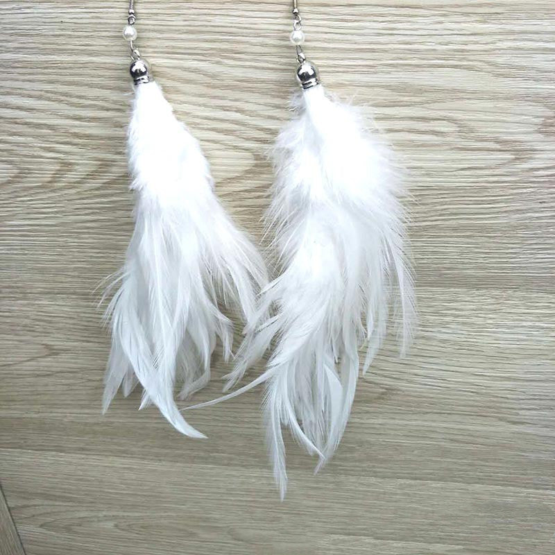 Exaggerated And Elegant Feather Earrings Female Turkey Feather Jewelry Earrings Earrings