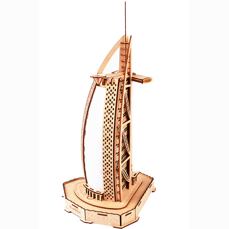 Dubai Sailing Hotel 3D Wooden Model DIY 3D Puzzle Jigsaw Laser