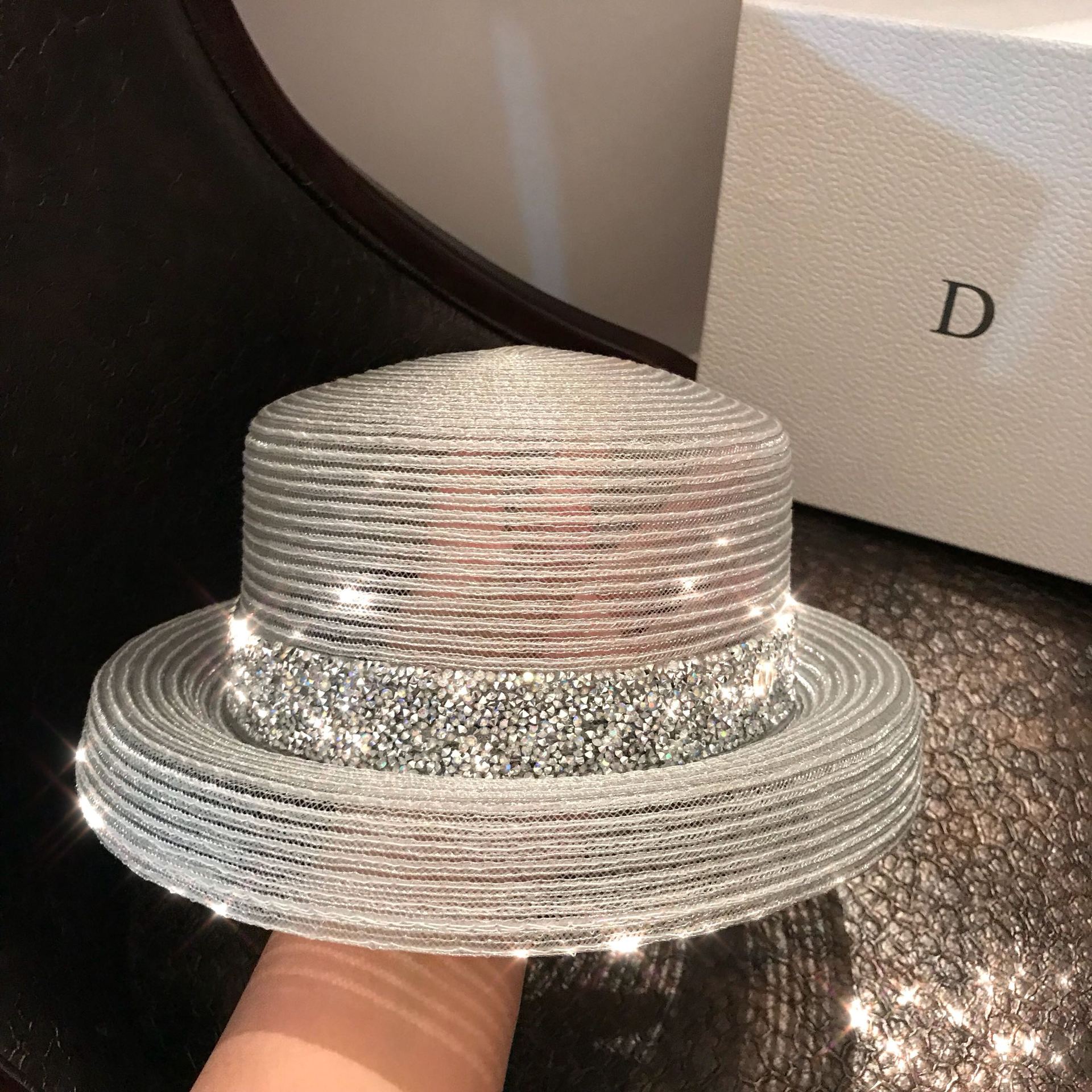 Beach Sunscreen Sun Hat Straw Hat Foldable Beach Hat Flash Drill