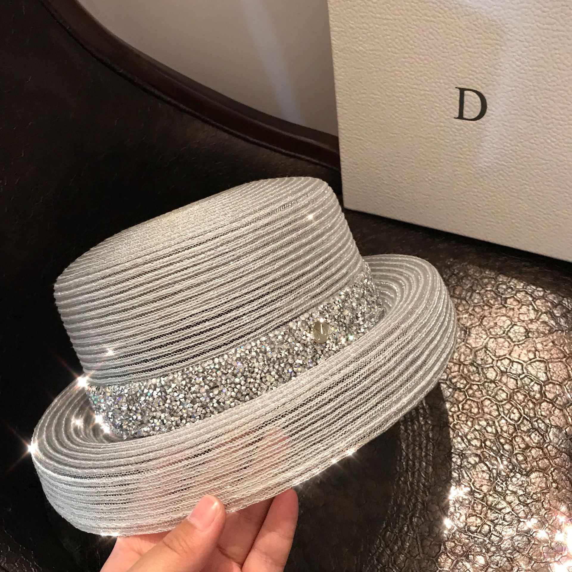 Beach Sunscreen Sun Hat Straw Hat Foldable Beach Hat Flash Drill