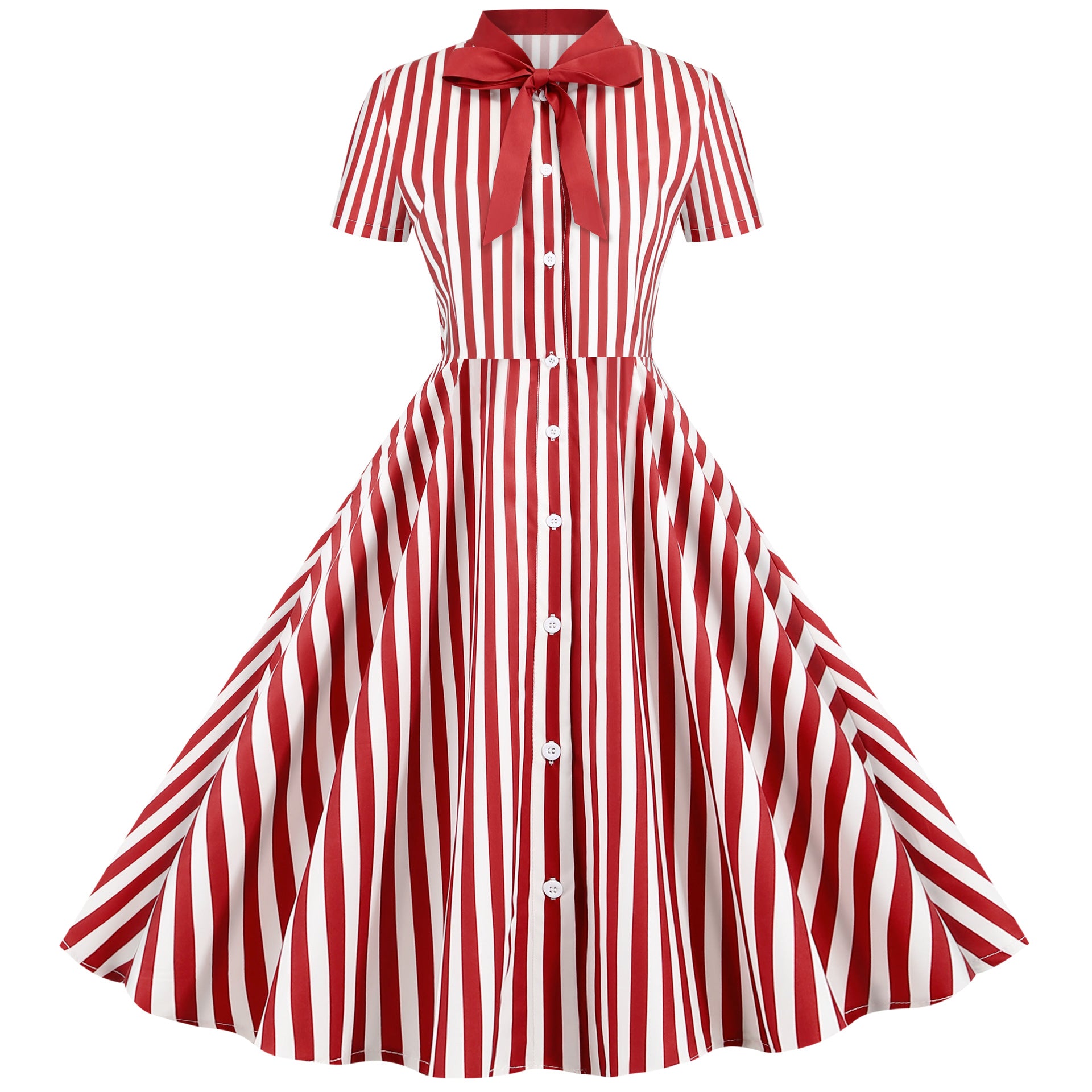 Waist Slimming Printed Large Swing Dress