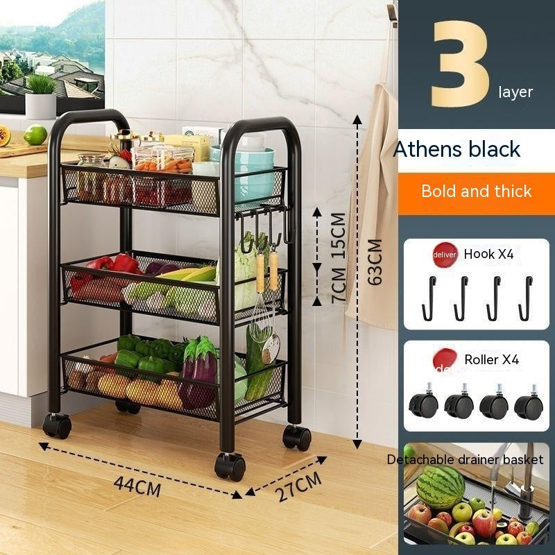 Kitchen Shelf Floor Multi-Tier Movable Household