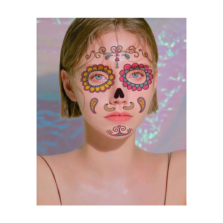 Day Of The Dead Face Pasters Tattoo Waterproof Funny