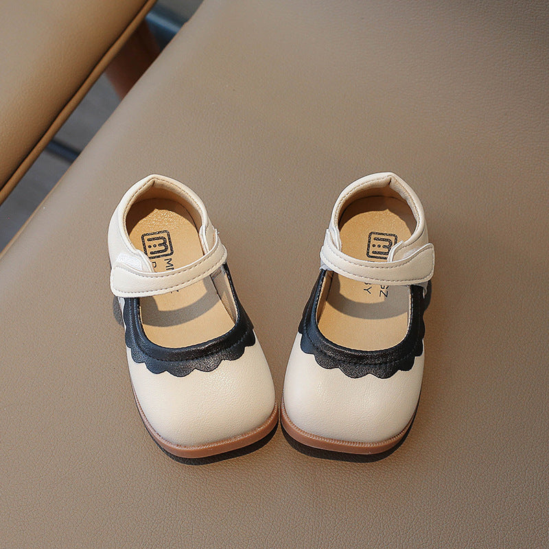 Girls' Princess Soft-Soled Lace Leather Shoes