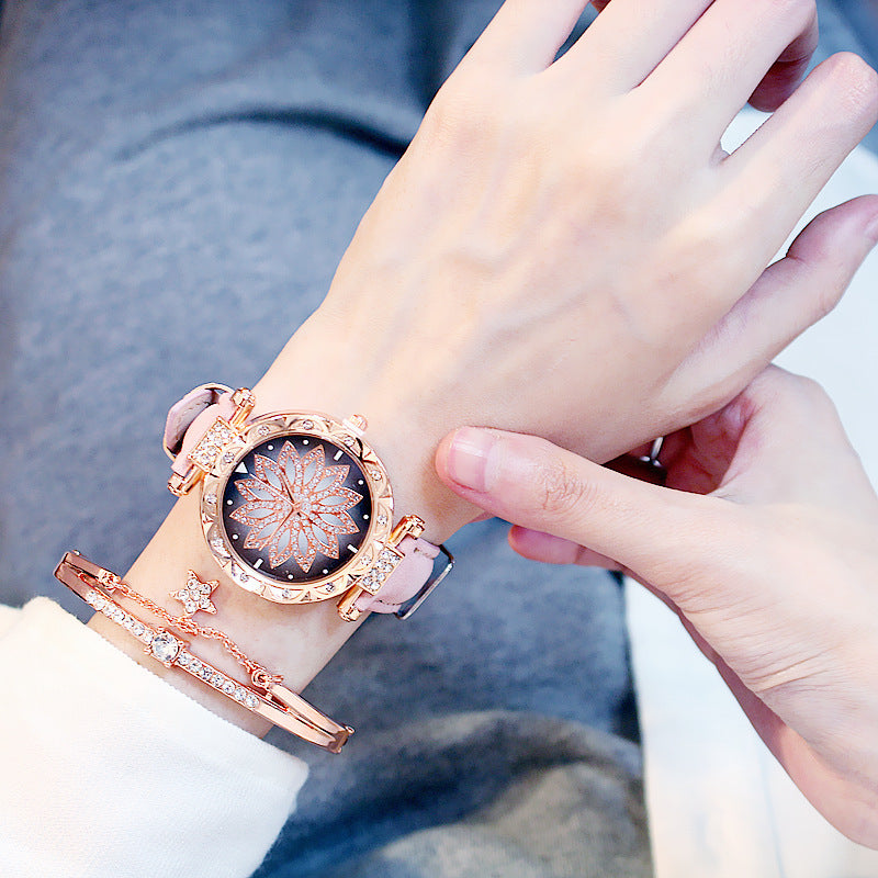Rotating Ladies Net Red Quartz Watch Casual