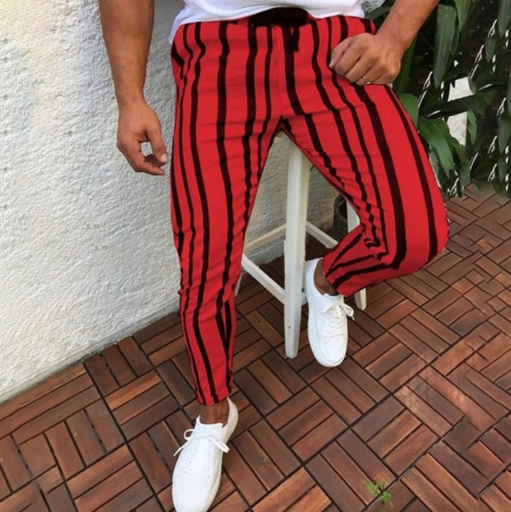 Casual Pants Tide Stripe Printed Trousers