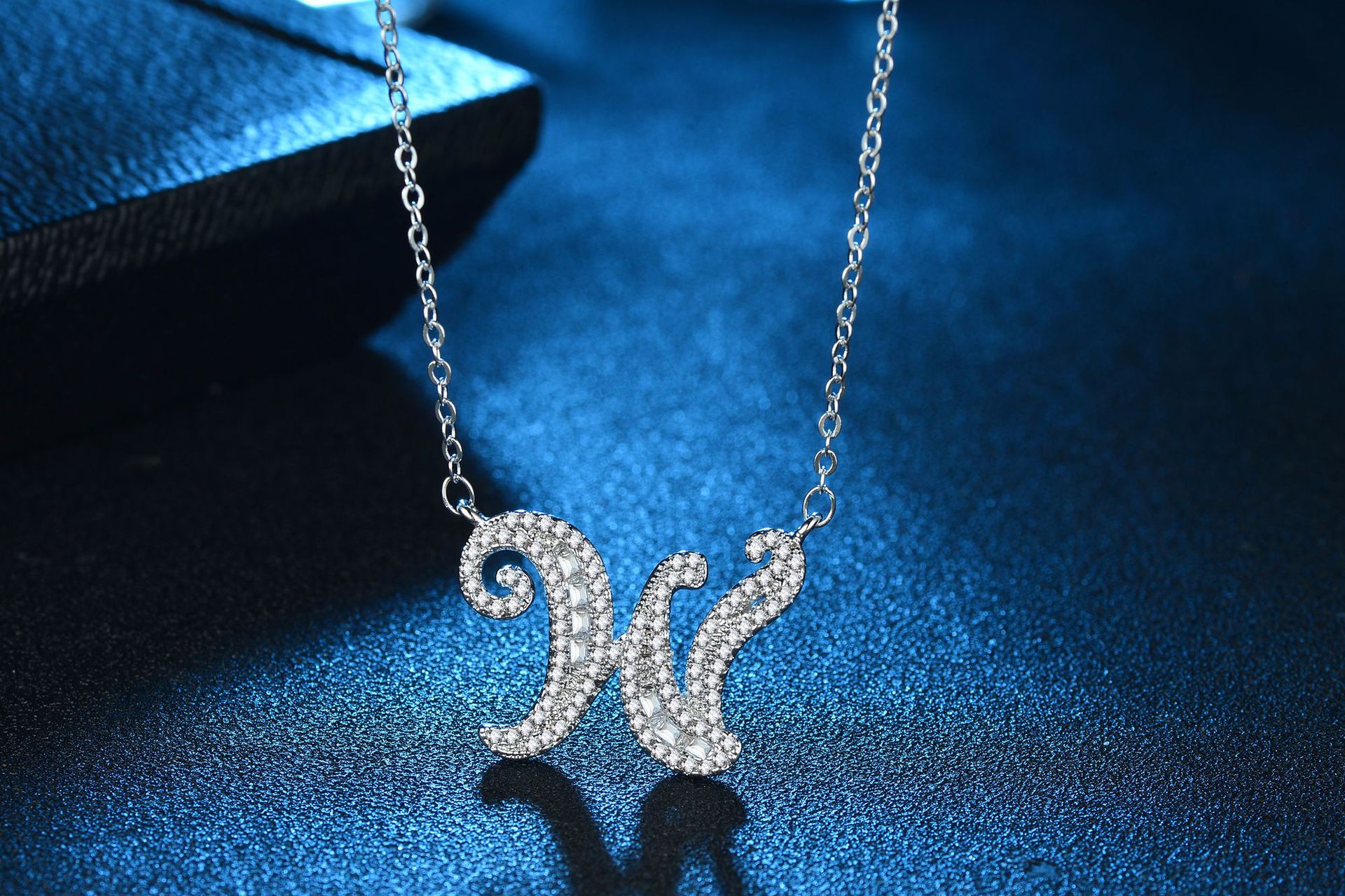 English Letter Super Flash Zircon Necklace