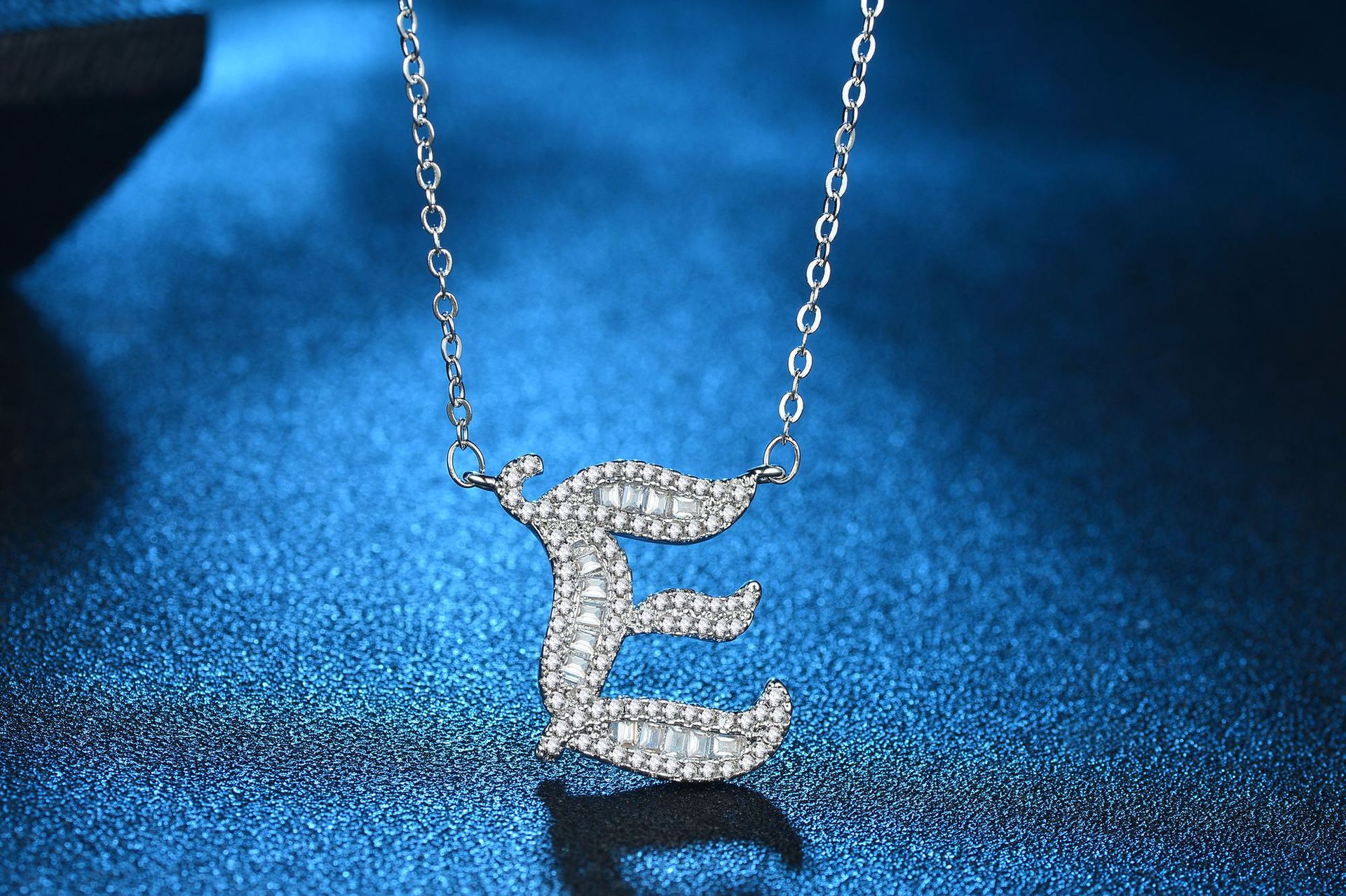 English Letter Super Flash Zircon Necklace