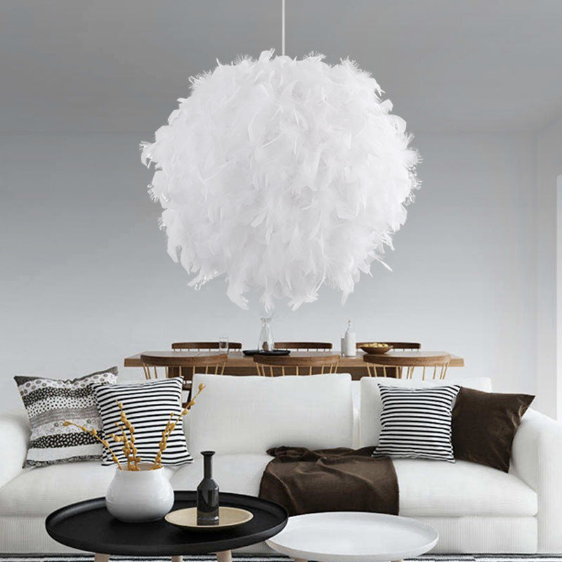 Round Feather Chandelier