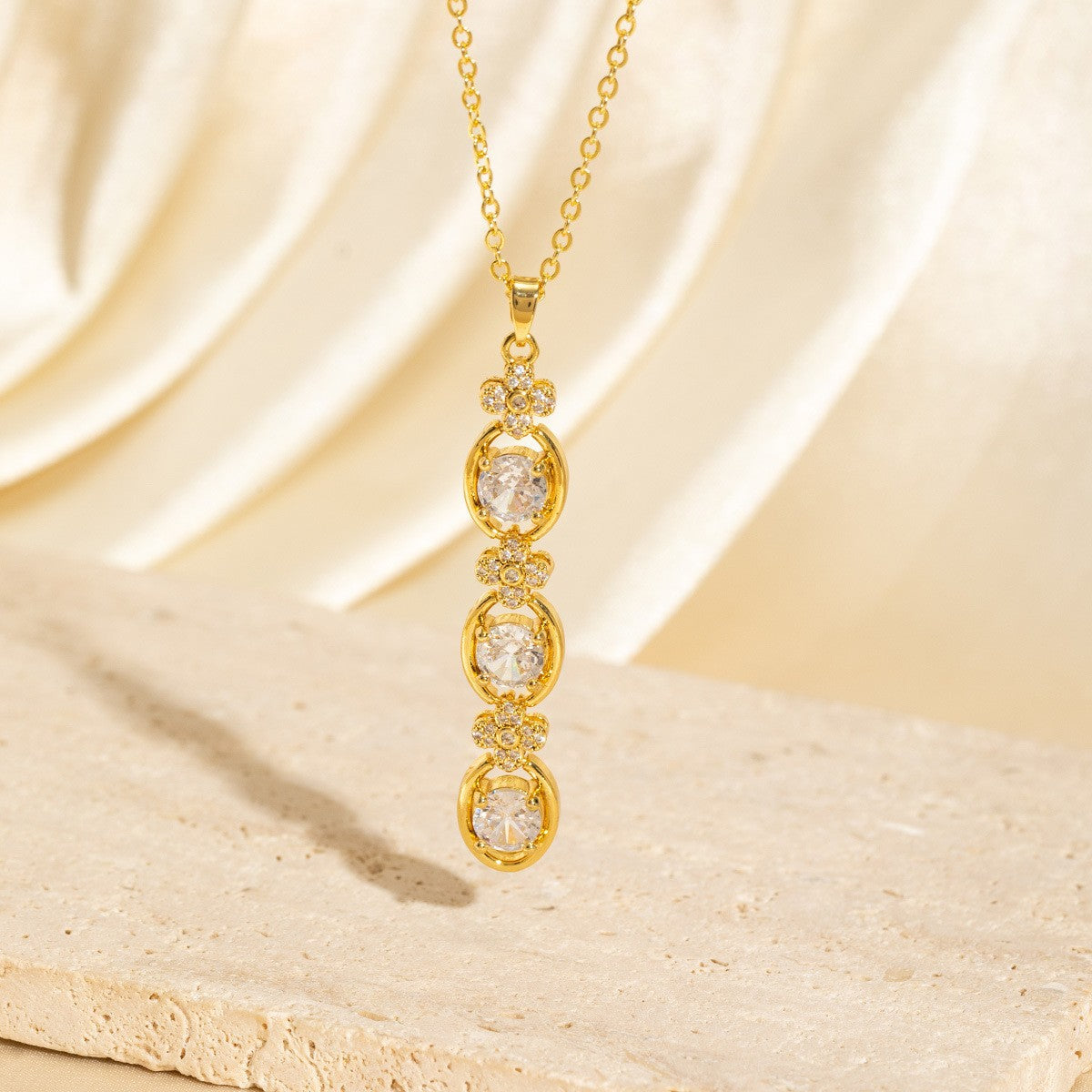 Exquisite Long Necklace With Colorful Zirconia And Elegant Tassels
