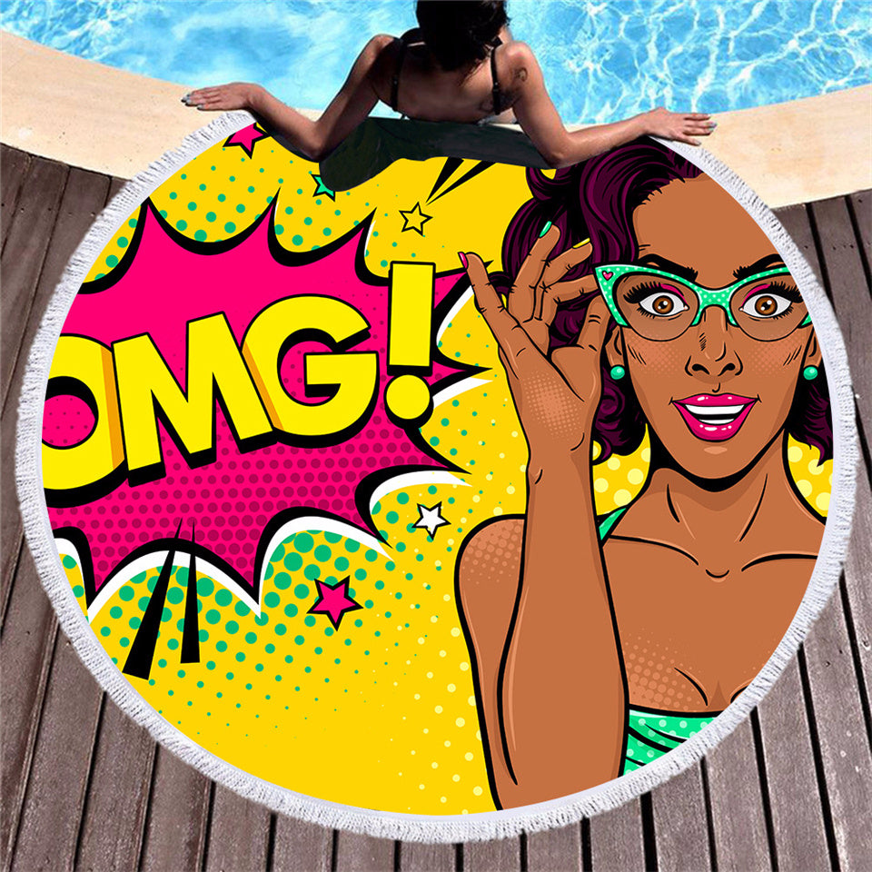 Retro Round Printed Beach Towel