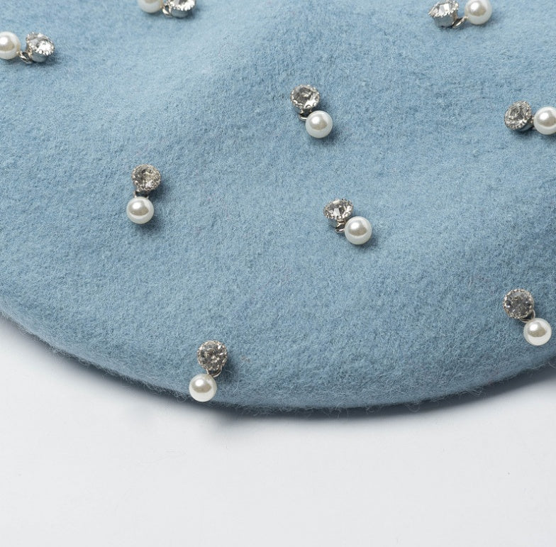 Rhinestone Wool Beret