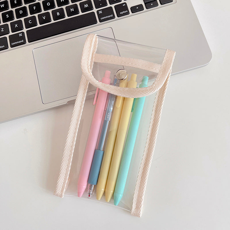 Transparent Document Bag Snap Pvc Storage Bag Pen Bag Sundries Bag Coin Purse