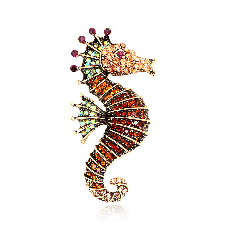 Seahorse Rhinestone Brooch