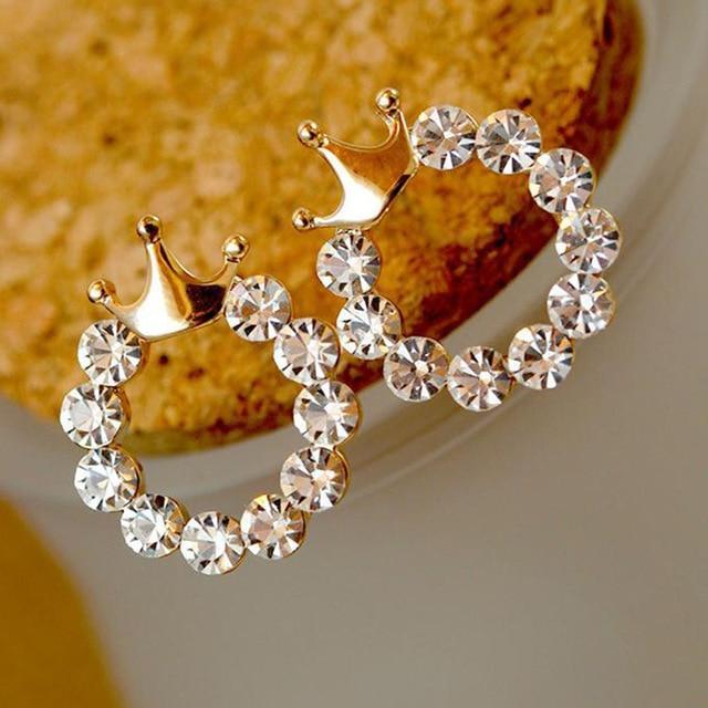 Crown Diamond Stud Earrings