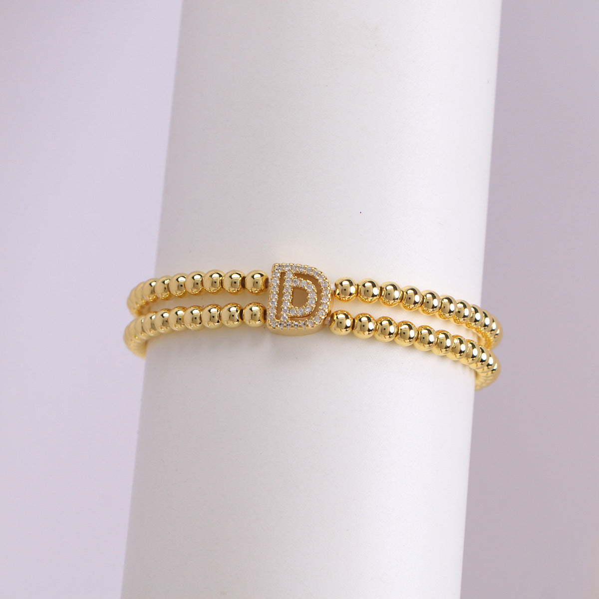 Copper-Plated 18k Gold Zircon Bead Bracelet