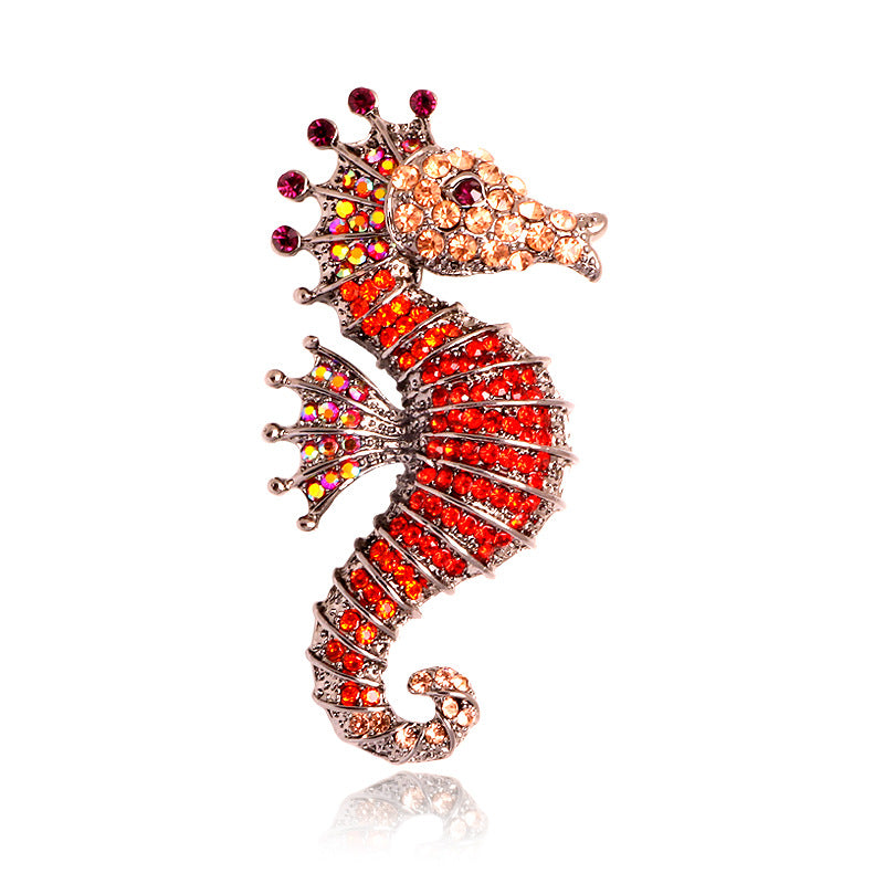 Seahorse Rhinestone Brooch