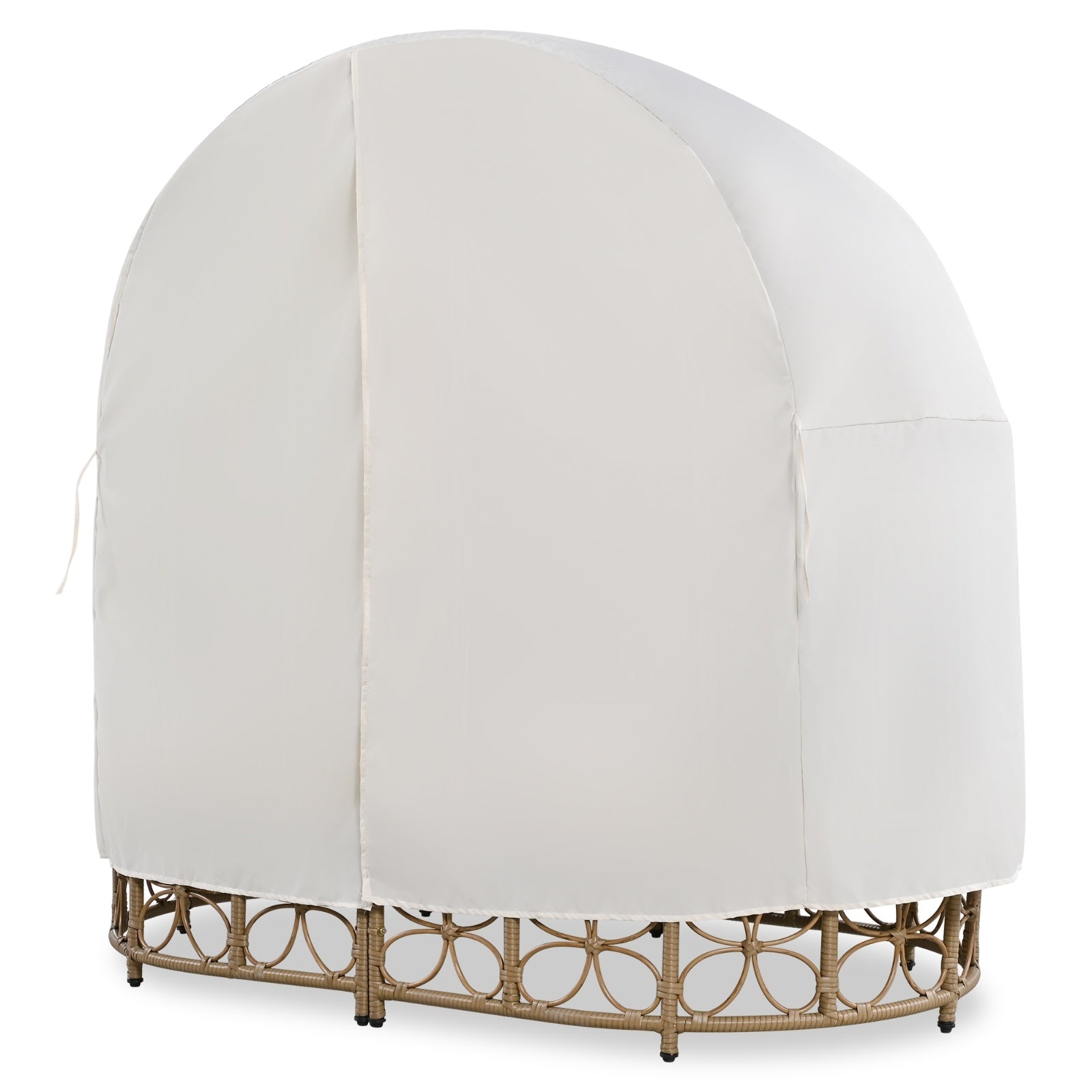 GO 59.8  Daybed Outdoor Sunbed With Colorful Pillows, Wicker Patio Daybed With Curtain, Floral Patte