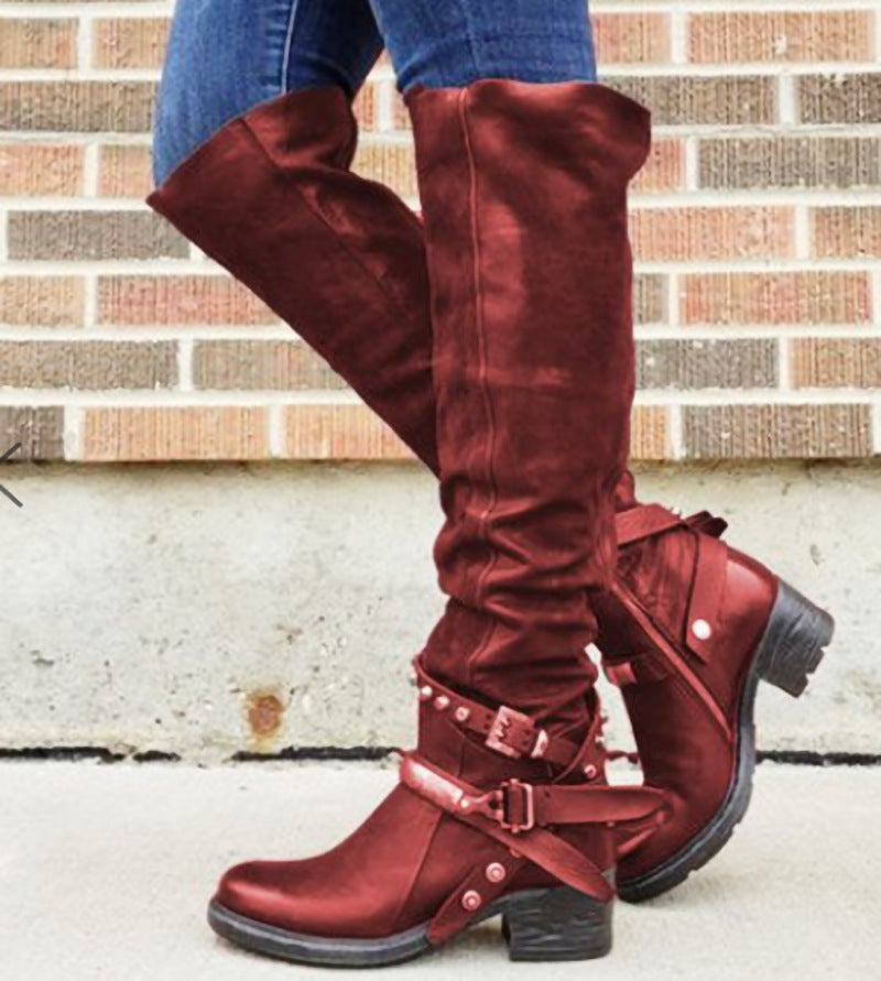 New Belt Buckle Boots Women's Boots