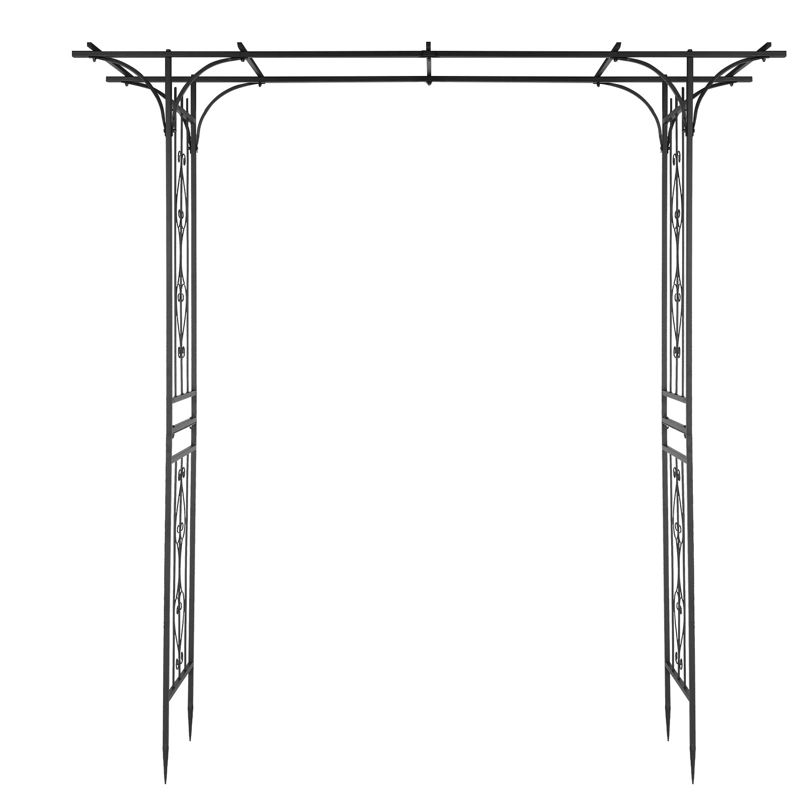 7.1ft Black Flat Top Wrought Iron 16mm Pipe Courtyard Iron Arch