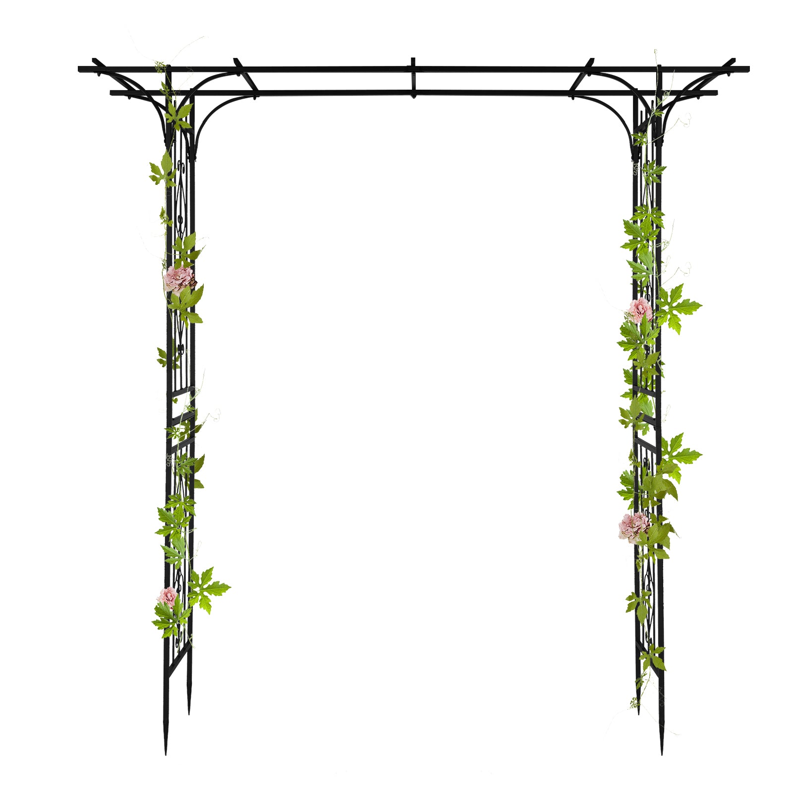 7.1ft Black Flat Top Wrought Iron 16mm Pipe Courtyard Iron Arch