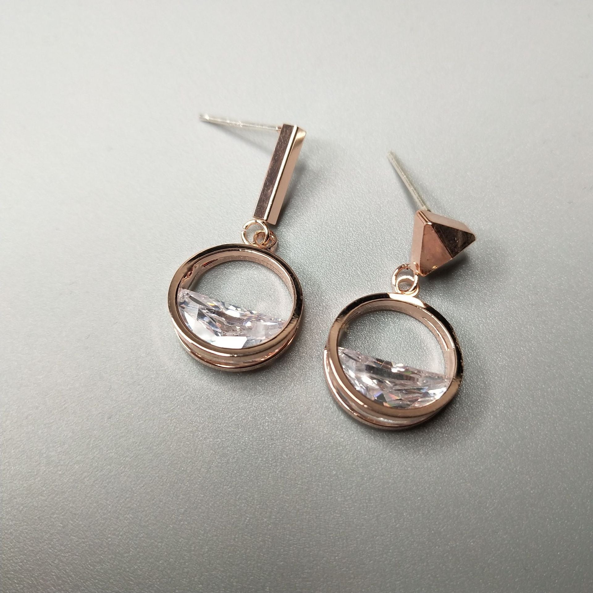 S925 Sterling Silver Stud Earrings Explosion Earrings with Zirconium Diamond Asymmetric Earrings