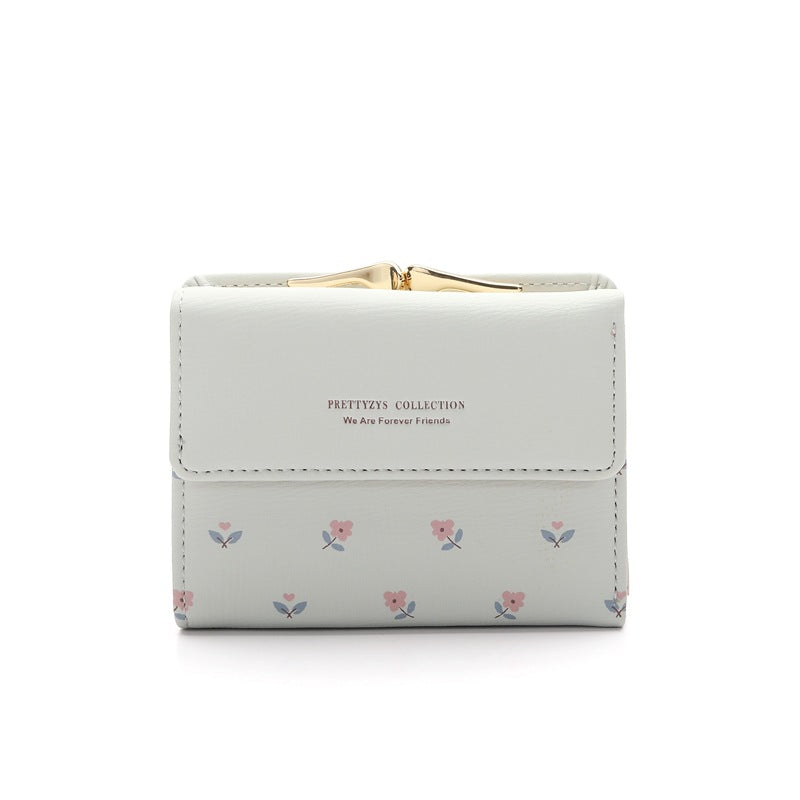 Fashion Women's PU Printed Tri-Fold Clip Coin Purse