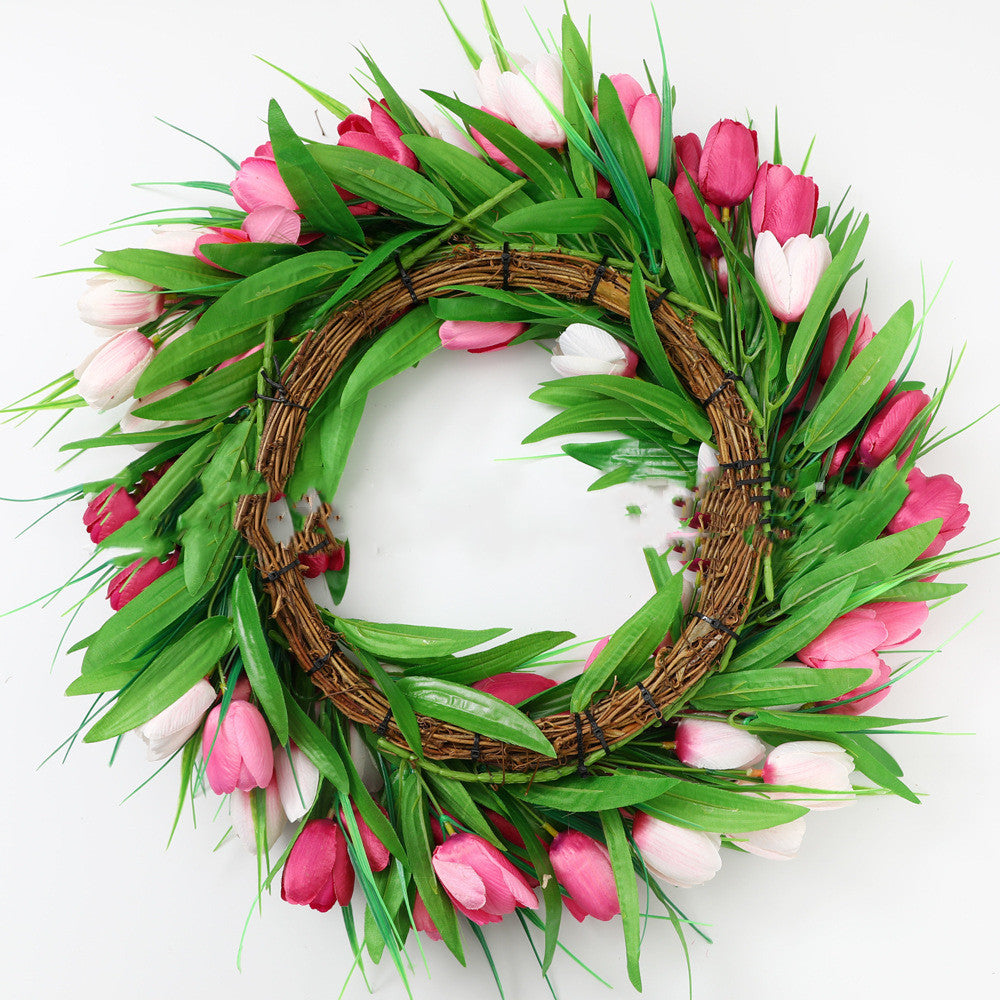 Simulation Tulip Wreath Home Decoration Wreath Door Hanging