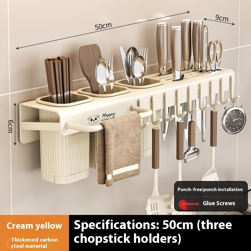 Kitchen Knife Rack Multi-Functional Punch-free