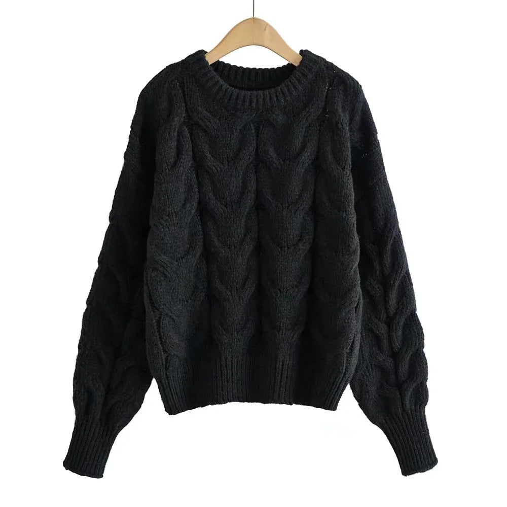 Heavy Industry Twist Woven Loose Knit Sweater Women's Clothing
