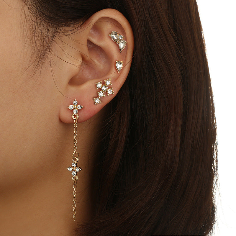 Rhinestone Chain Tassel Earrings