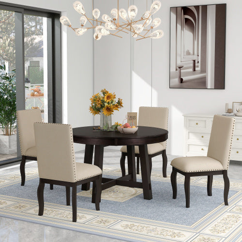 5-Piece Farmhouse Wooden Dining Table Set