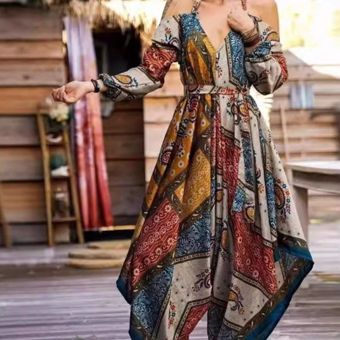 Ethnic Style Loose Printed Women's Jumpsuit