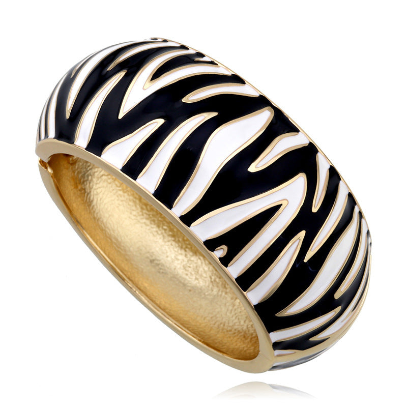 Zebra Pattern Alloy Drip Oil Fashion Bracelet