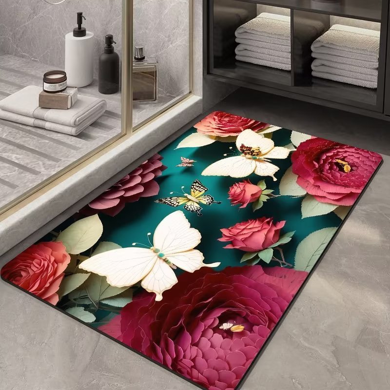 Soft Diatom Ooze Floor Bathroom Absorbent Bathroom Step Mat Quick-Drying Non-Slip Toilet Door Mat
