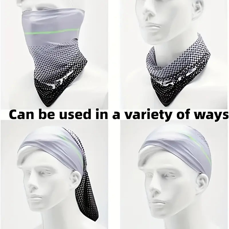 UV Resistant Ice Silk Cooling Set - 1 Pair Arm Sleeves 1 Face Mask Scarf,  Sun Protection For Running, Cycling, Outdoor Sports