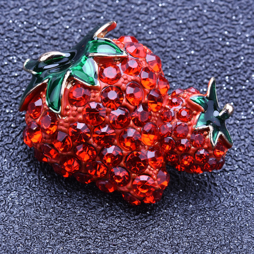 Versatile Strawberry Brooch with Diamond