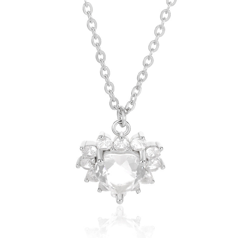 With Simple Heart-Shaped Zircon Necklace Ladies Wedding Zircon Necklace
