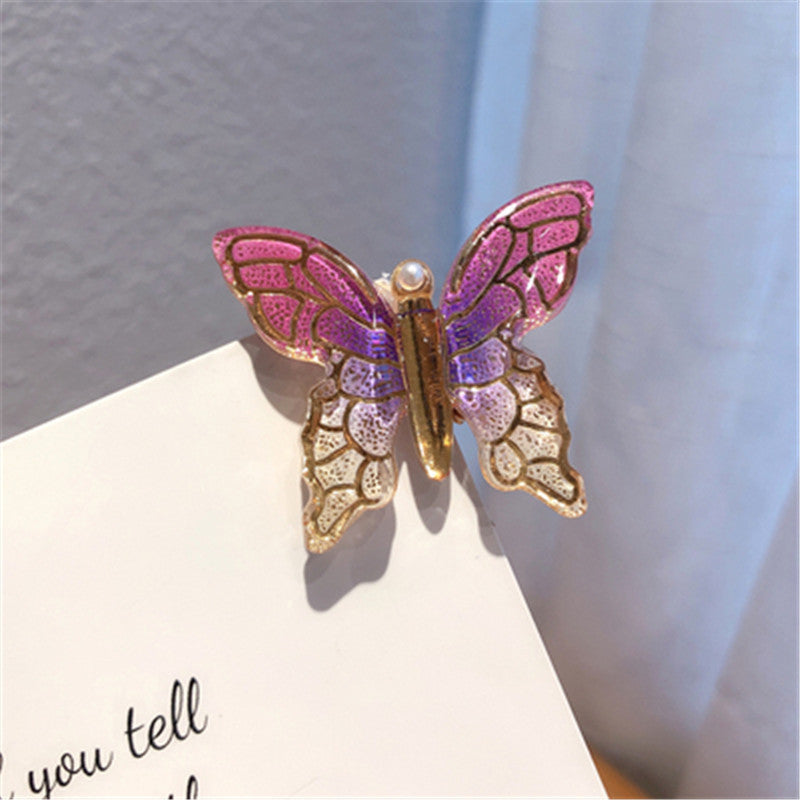 Color Butterfly Hairpin Net Red Simple Temperament Clip Headdress Hair Accessories