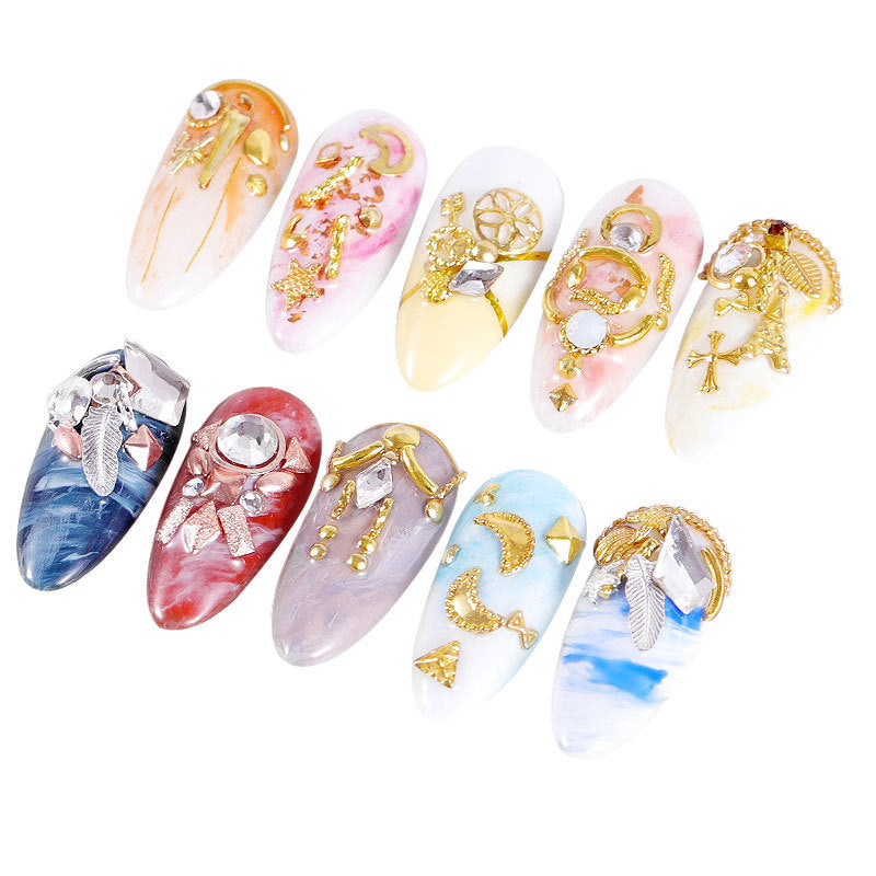 Nail Ornament Star Moon Rivet Hollow-Out Alloy Nails Decoration