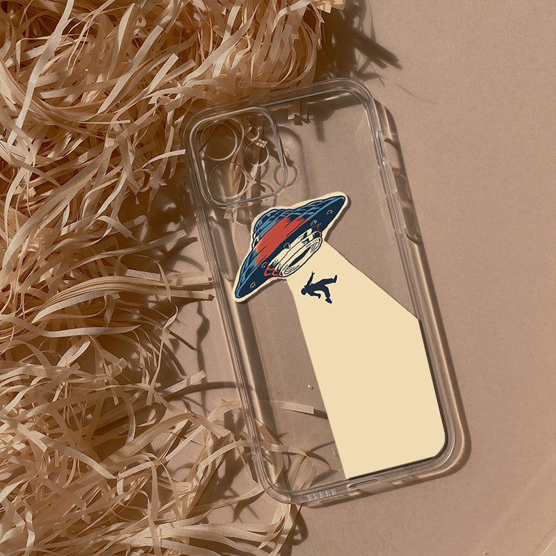 UFO Astronaut Phone Case Transparent Soft Case All Wrapped Creative Protective Cover