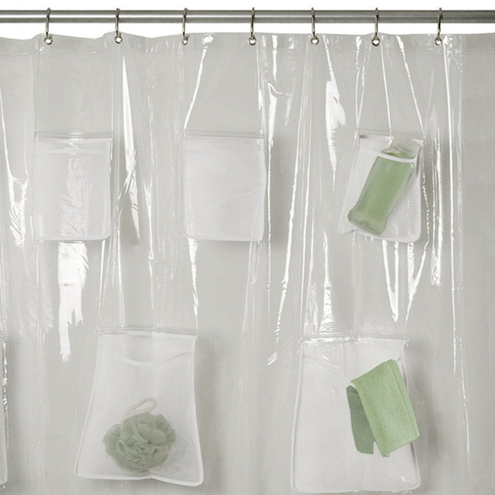 Multifunctional Transparent Pocket Shower Curtain