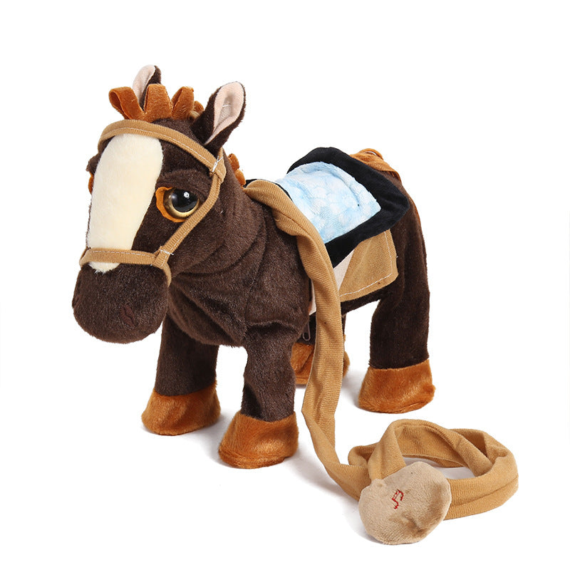 Children's Electric Plush Toy  Will Sing And Dance Simulation Horse Leash Walking Electronic Horse Machine Horse