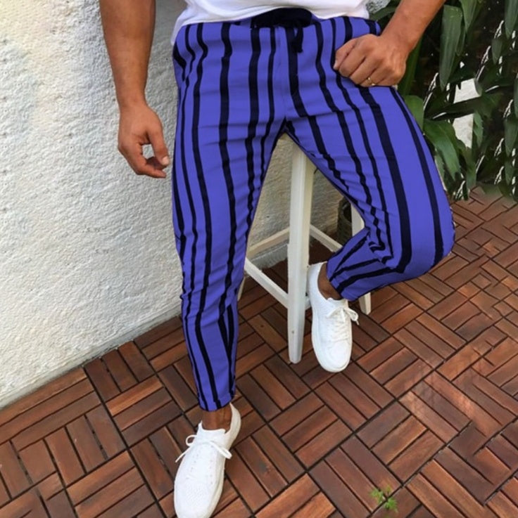 Casual Pants Tide Stripe Printed Trousers