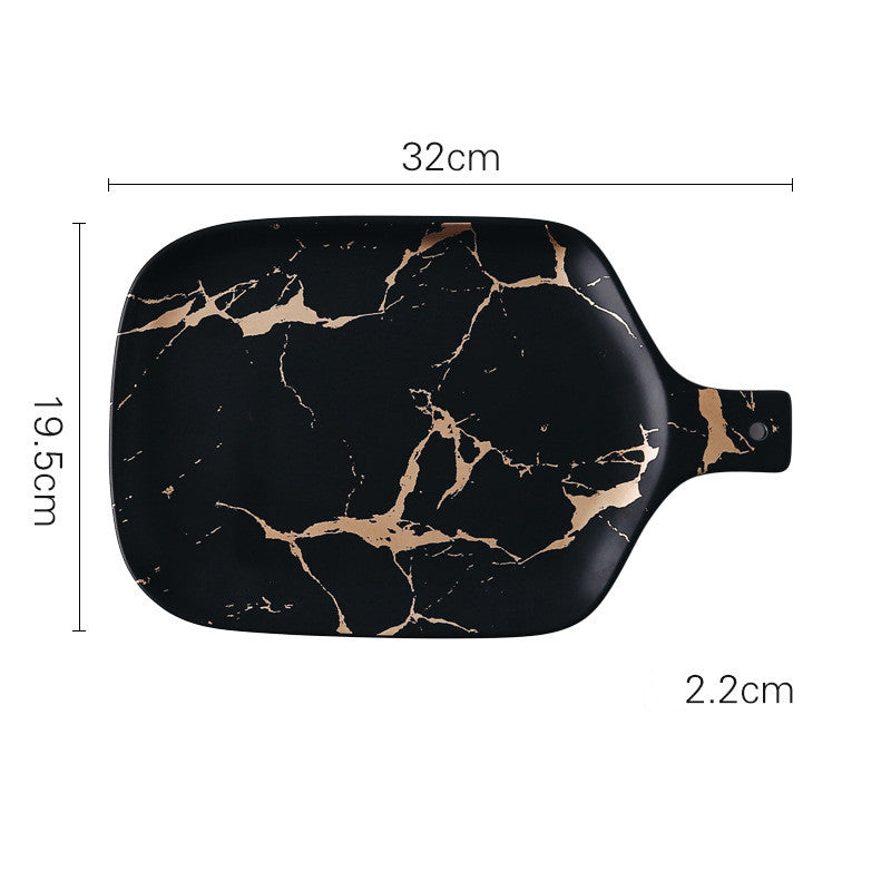 Marble Gold Ceramic Household Plate